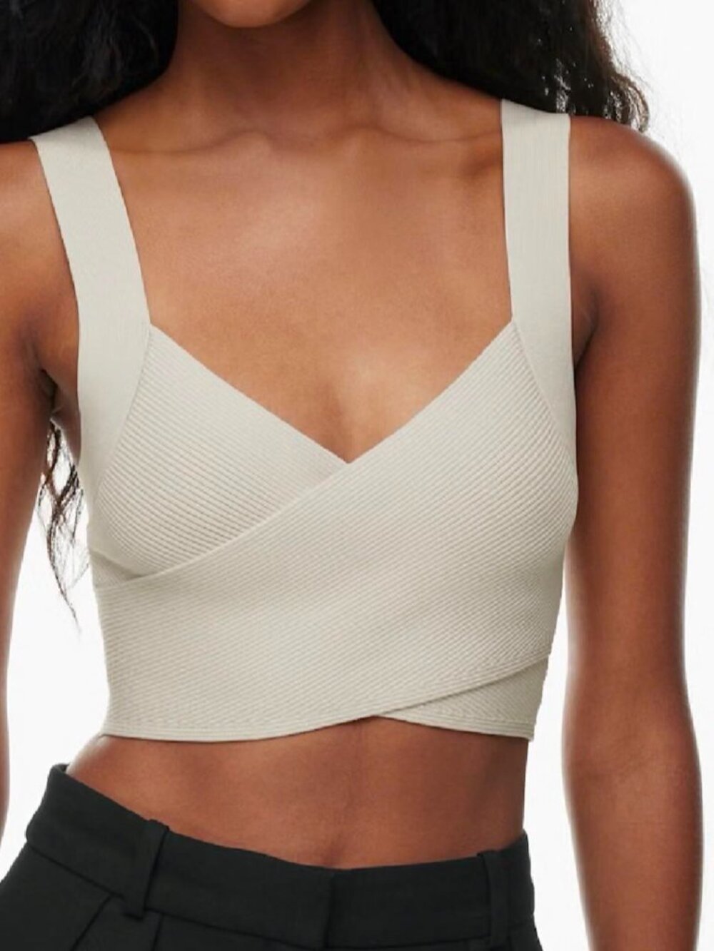 Aritzia Babaton Sculpt Knit Greek Tank in Matte Pearl Small